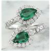 2.40 CTW Emerald 18K White Gold Diamond Ring
