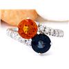 3.78 CTW Natural Sapphire 14K Solid White Gold Diamond Ring