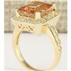 Image 3 : 6.03 CTW Natural Morganite And Diamond Ring In 14k Solid Yellow Gold