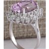 Image 3 : 11.03 CTW Natural Pink Kunzite And Diamond Ring In 14K White Gold