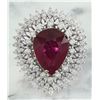 Image 1 : 10.30 CTW Rubelite 18K White Gold Diamond Ring