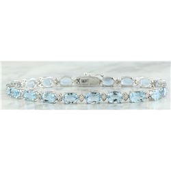 15.20 CTW Aquamarine 18K White Gold Diamond Bracelet