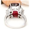 Image 3 : 8.28 CTW Natural Tourmaline 18K Solid White Gold Diamond Ring