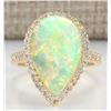 Image 1 : 6.25 CTW Natural Opal And Diamond Ring In 18K Yellow Gold