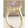 Image 3 : 8.06 CTW Natural Kunzite And Diamond Ring 18K Solid Yellow Gold