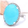 Image 2 : 19.72 CTW Natural Turquoise 18K Solid White Gold Diamond Ring