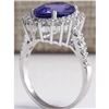 Image 3 : 5.08 CTW Natural Blue Tanzanite And Diamond Ring In 18K White Gold