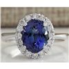 Image 1 : 2.45 CTW Natural Tanzanite Diamond Ring 14K Solid White Gold