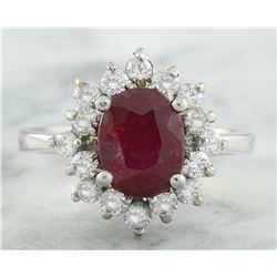3.50 CTW Ruby 14K White Gold Diamond Ring