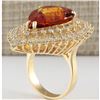 Image 3 : 17.40 CTW Natural Madeira Citrine And Diamond Ring 18K Solid Yellow Gold