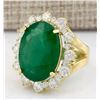 Image 2 : 18.59 CTW Natural Emerald And Diamond Ring In 14k Yellow Gold