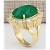 Image 3 : 18.59 CTW Natural Emerald And Diamond Ring In 18K Yellow Gold