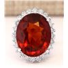 Image 1 : 19.59 CTW Natural Hessonite Garnet And Diamond Ring In 18K White Gold