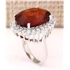 Image 3 : 19.59 CTW Natural Hessonite Garnet And Diamond Ring In 18K White Gold