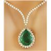 Image 1 : 11.27 CTW Emerald 18K Yellow Gold Diamond Necklace