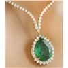 Image 2 : 11.27 CTW Emerald 18K Yellow Gold Diamond Necklace