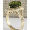 Image 3 : 7.48 CTW Natural Green Tourmaline And Diamond Ring In 18K Yellow Gold