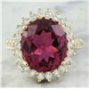 Image 1 : 9.28 CTW Tourmaline 14K Yellow Gold Diamond Ring