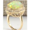 Image 3 : 7.21 CTW Natural Opal And Diamond Ring In 18K Solid Yellow Gold