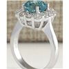 Image 3 : 5.33 CTW Natural Blue Zircon And Diamond Ring 14K Solid White Gold