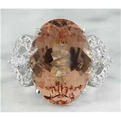 13.95 CTW Morganite 18K White Gold Diamond Ring