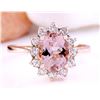 Image 1 : 2.05 CTW Natural Morganite 18K Solid Rose Gold Diamond Ring