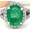 Image 1 : 3.29 CTW Natural Emerald 14K Solid White Gold Diamond Ring