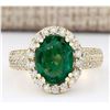 Image 1 : 3.46 CTW Natural Emerald And Diamond Ring In 14k Yellow Gold
