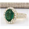 Image 2 : 3.46 CTW Natural Emerald And Diamond Ring In 14k Yellow Gold