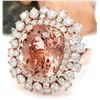 Image 2 : 13.36 CTW Natural Morganite 18K Solid Rose Gold Diamond Ring