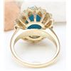 Image 3 : 3.88 CTW Natural Turquoise 14K Solid Yellow Gold Diamond Ring
