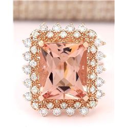7.92 CTW Natural Morganite And Diamond Ring In 14k Rose Gold