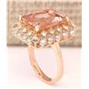 Image 3 : 7.92 CTW Natural Morganite And Diamond Ring In 14k Rose Gold
