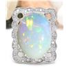 Image 1 : 13.10 CTW Natural Opal 14K Solid White Gold Diamond Ring