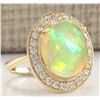 Image 2 : 7.21 CTW Natural Opal And Diamond Ring In 14K Solid Yellow Gold