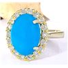 Image 2 : 6.34 CTW Natural Turquoise 18K Solid Yellow Gold Diamond Ring