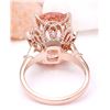 Image 3 : 8.95 CTW Natural Morganite 18K Solid Rose Gold Diamond Ring