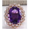 Image 1 : 10.19 CTW Natural Amethyst And Diamond Ring In 14K Solid Rose Gold