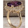 Image 3 : 7.53CTW Natural Amethyst And Diamond Ring In 14K Solid Yellow Gold