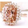 Image 2 : 9.38 CTW Natural Morganite 18K Solid Rose Gold Diamond Ring
