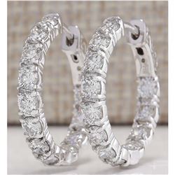 3.10 CTW Natural Diamond Hoop Earrings 18K Solid White Gold