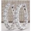 Image 1 : 3.10 CTW Natural Diamond Hoop Earrings 18K Solid White Gold