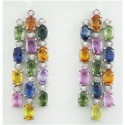 16.70 CTW sapphire 18K White Gold Diamond Earrings