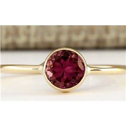 0.80 CTW Natural Pink Tourmaline Ring In 18K Yellow Gold