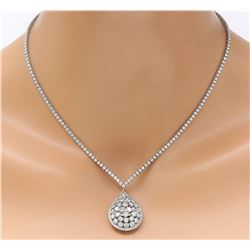 7.80 CTW Natural Diamond 18K Solid White Gold Necklace