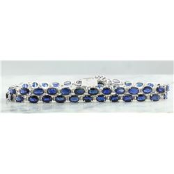 28.22 CTW Sapphire 18K White Gold Diamond Bracelet