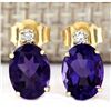 Image 1 : 2.55 CTW Natural Amethyst And Diamond Earrings 18K Solid Yellow Gold
