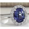 Image 2 : 2.45 CTW Natural Tanzanite Diamond Ring 18K Solid White Gold