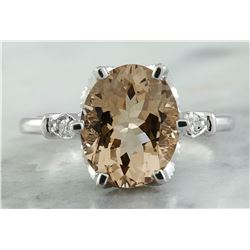 3.41 CTW Morganite 14K White Gold Diamond Ring