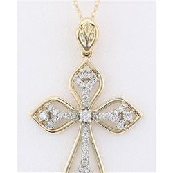 0.70 CTW Natural Diamond Pendant In 18K Solid Yellow Gold